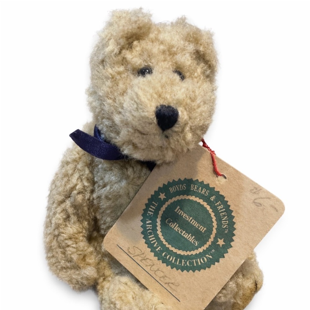 Boyds Bears Plush with Dark Blue Ribbon